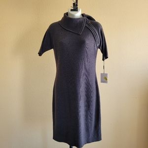 NWT Calvin Klein Asymmetrical Neck-Knit Sweater Dress Pullover Size S